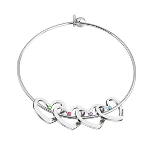 Mother's Love Heart Bracelet with Colorful Birthstone