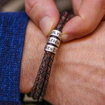 Load image into Gallery viewer, Men Braided Leather Bracelet with Small Custom Beads
