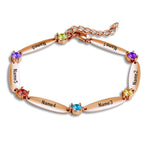 Load image into Gallery viewer, Personalized Diamond Family Name Bar Bracelet With Birthstone
