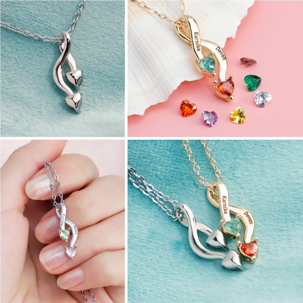 Personalized Couple Name Birthstone Necklace
