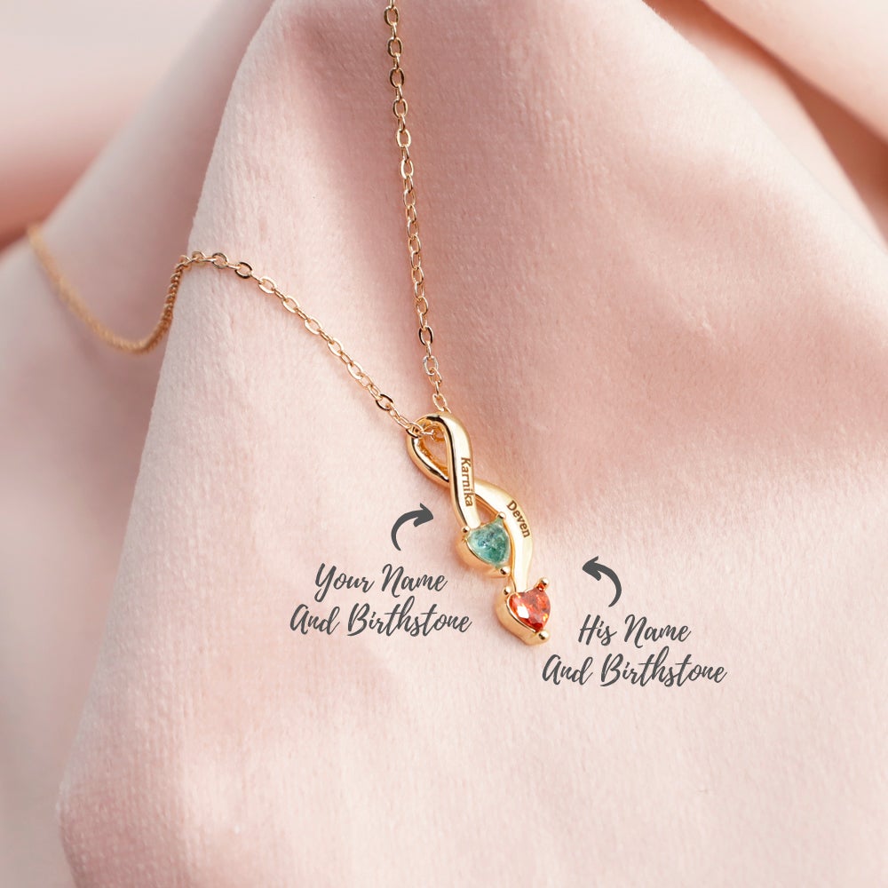 Personalized Couple Name Birthstone Necklace