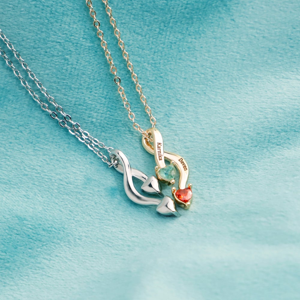Personalized Couple Name Birthstone Necklace