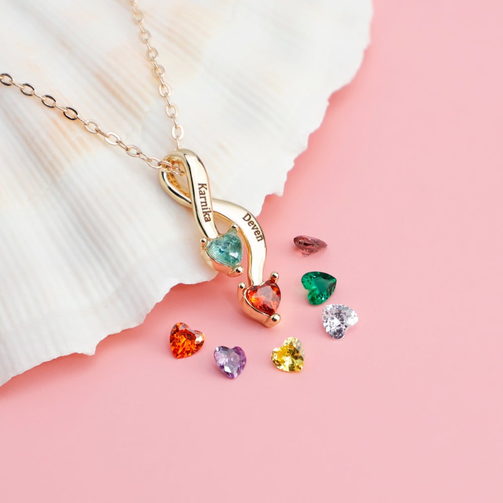 Personalized Couple Name Birthstone Necklace