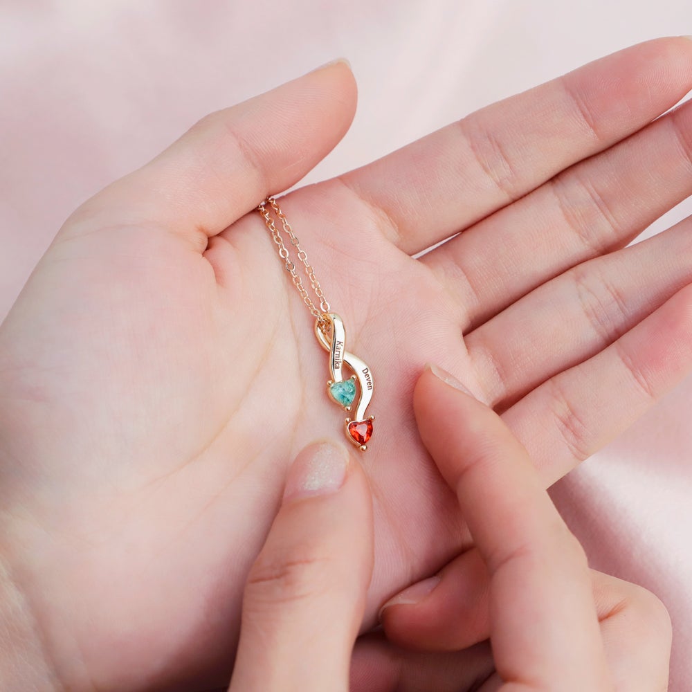 Personalized Couple Name Birthstone Necklace