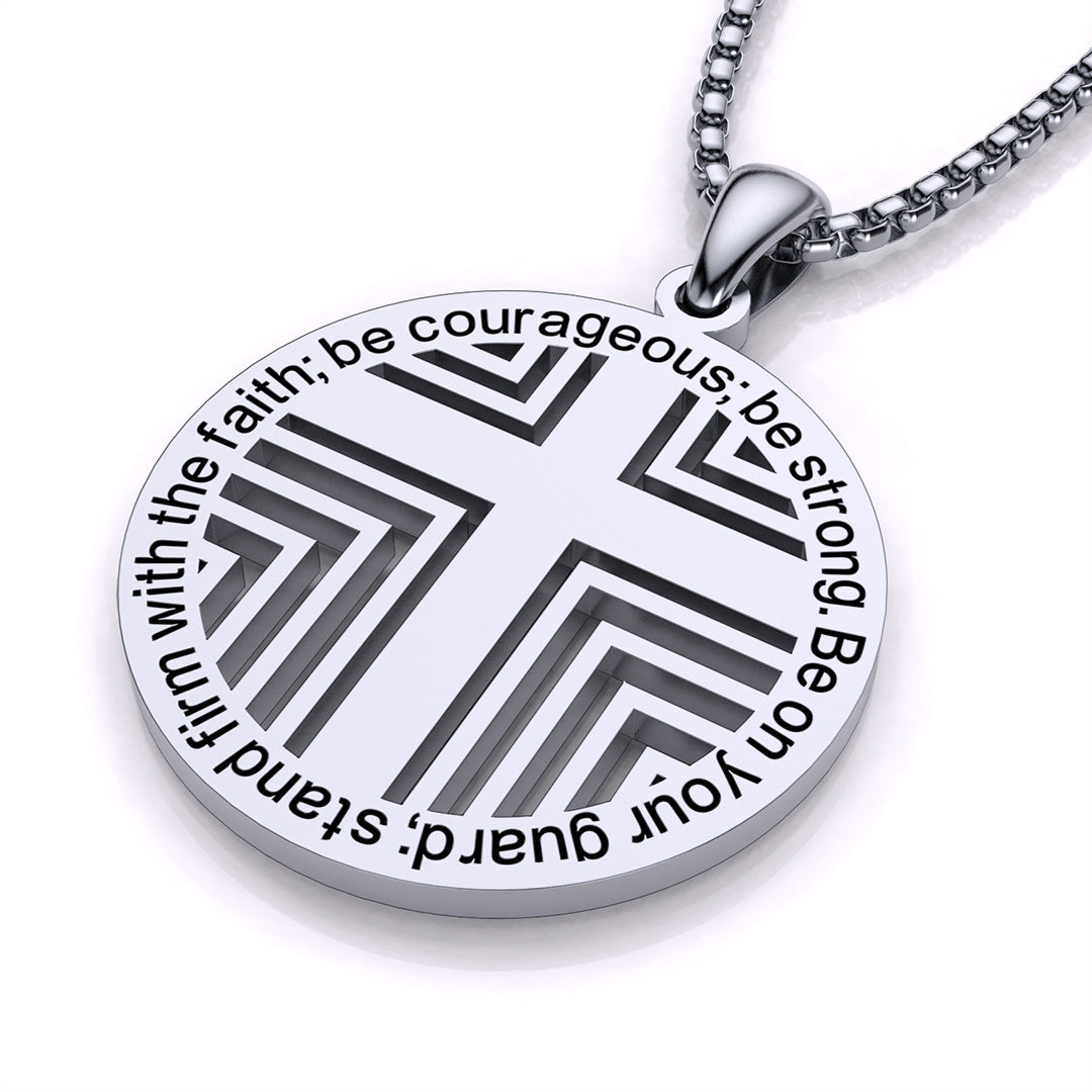 Custom Cross Pattern Round Charm Necklace