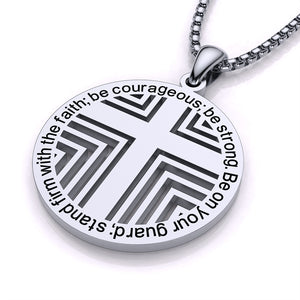 Custom Cross Pattern Round Charm Necklace
