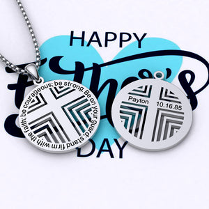 Custom Cross Pattern Round Charm Necklace