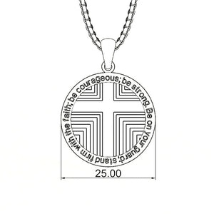 Custom Cross Pattern Round Charm Necklace