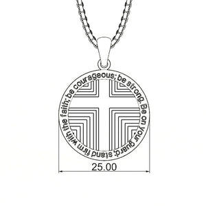 Custom Cross Pattern Round Charm Necklace