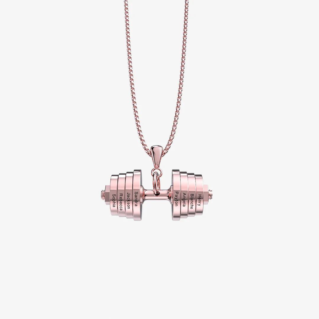 "You Be Fearless Be Strong", Custom Name Dumbbell Necklace