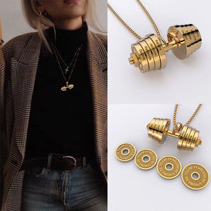 "You Be Fearless Be Strong", Custom Name Dumbbell Necklace
