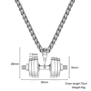 "You Be Fearless Be Strong", Custom Name Dumbbell Necklace