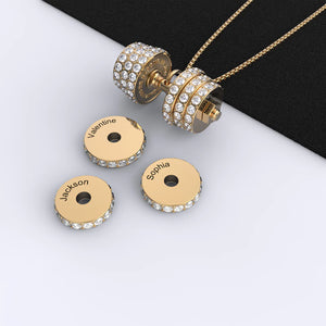 "You Be Fearless Be Strong", Custom Name Dumbbell Necklace