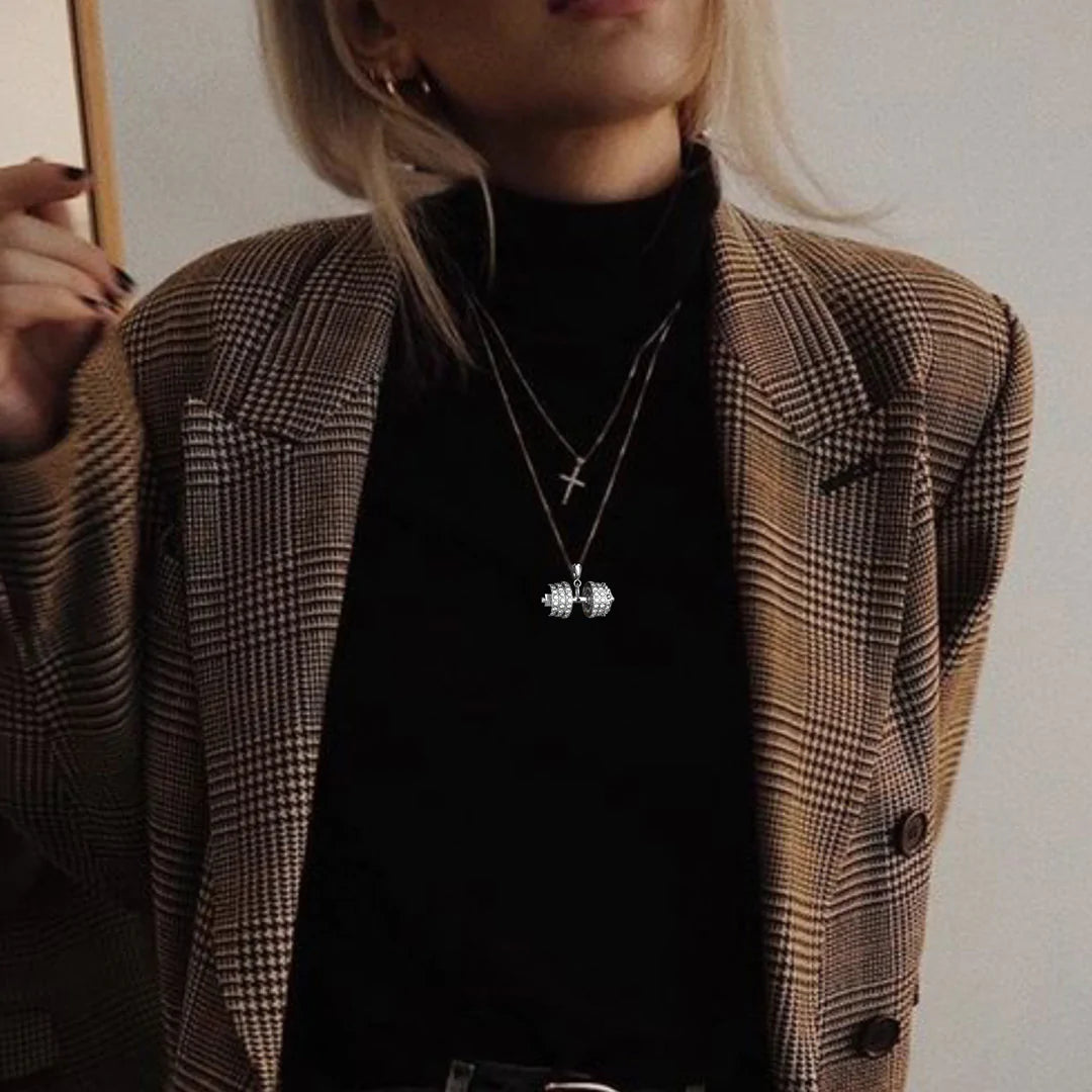 "You Be Fearless Be Strong", Custom Name Dumbbell Necklace