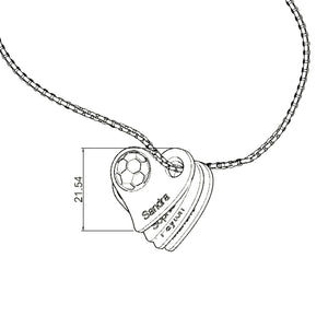 Custom Name Soccer Heart Pendant Necklace