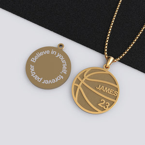 “Believe In Yourself” Inspirational Basketball Necklace