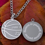 Load image into Gallery viewer, “Believe In Yourself” Inspirational Basketball Necklace
