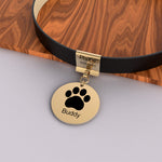 Load image into Gallery viewer, Pet Leather Collar With Custom Name &amp; Phone Number Footprint Pendant
