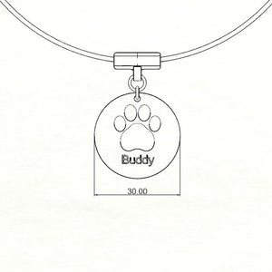 Pet Leather Collar With Custom Name & Phone Number Footprint Pendant