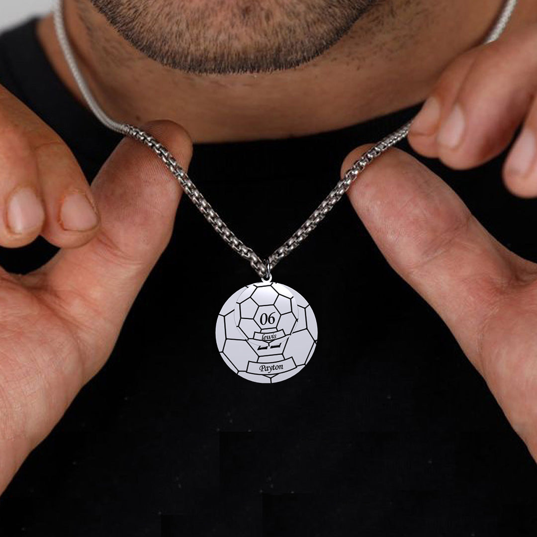 Football Soccer Family Necklace For Father-Son Team
