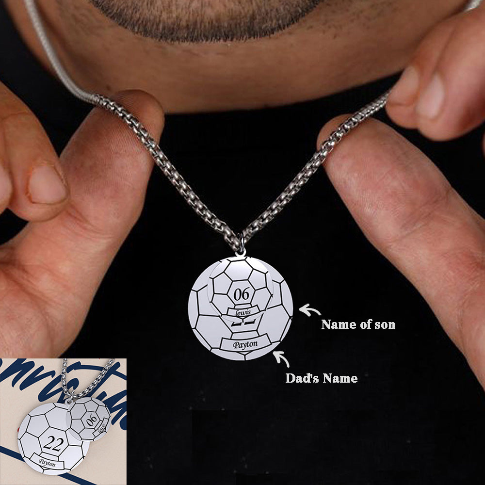 Football Soccer Family Necklace For Father-Son Team