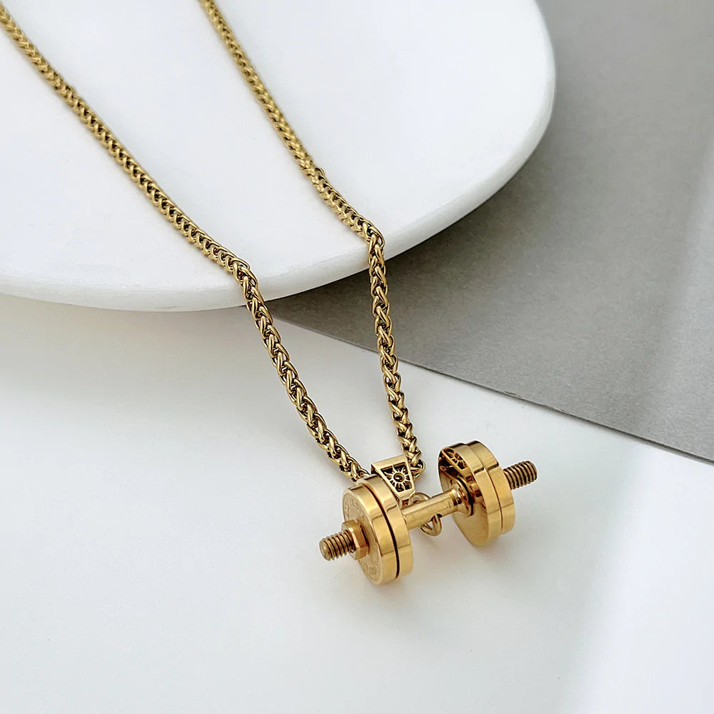 "You Be Fearless Be Strong", Custom Name Dumbbell Necklace