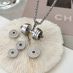 Load image into Gallery viewer, &quot;You Be Fearless Be Strong&quot;, Custom Name Dumbbell Necklace
