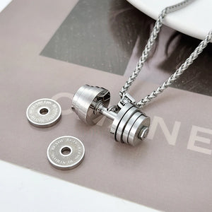 "You Be Fearless Be Strong", Custom Name Dumbbell Necklace