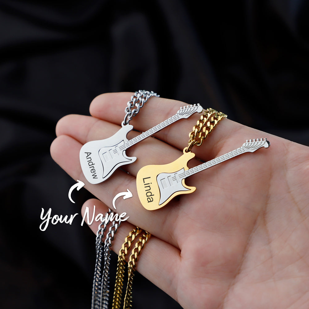 Custom Unique Bass Guitar Name Necklace