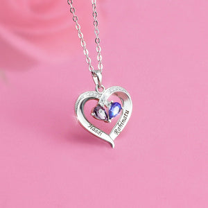 Custom Couple Name Birthstone Heart Necklace