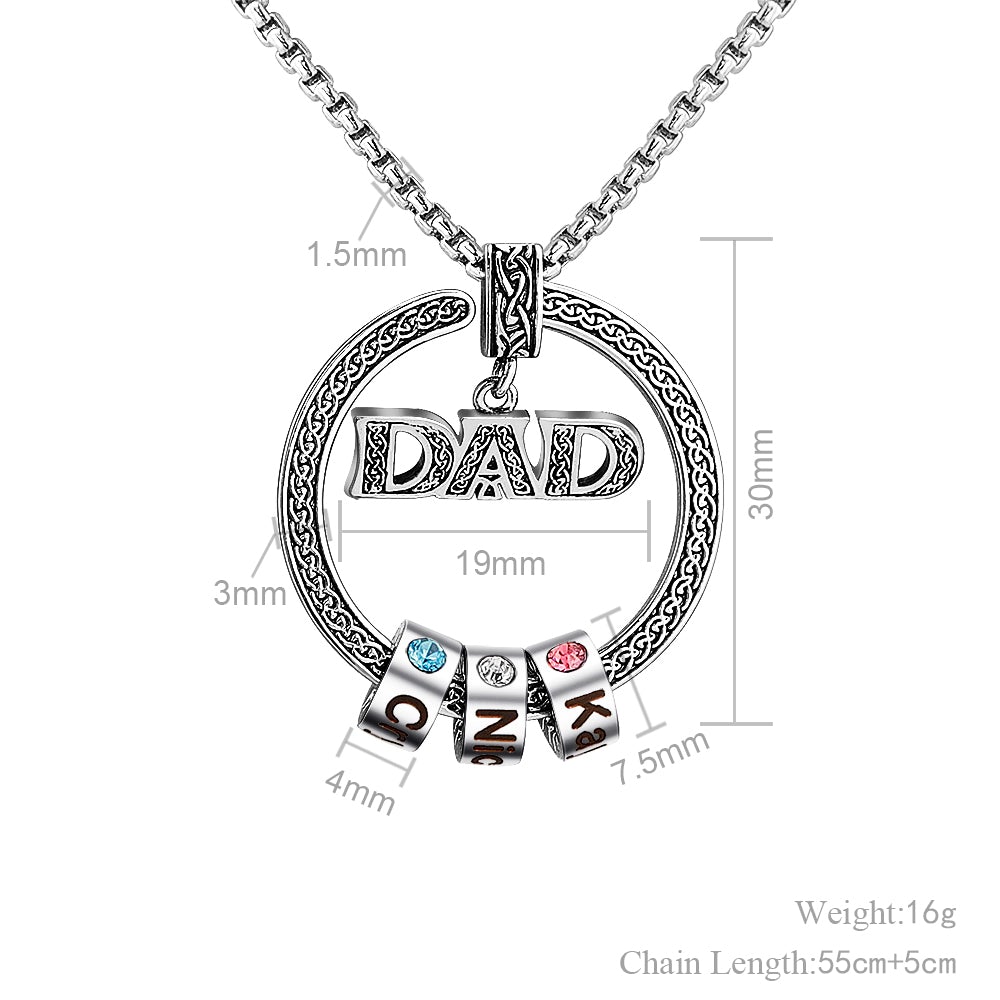 Creative DAD Round Celtic Necklace, Father's Day Gift!