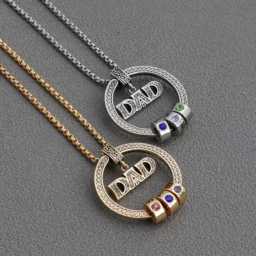 Creative DAD Round Celtic Necklace, Father's Day Gift!