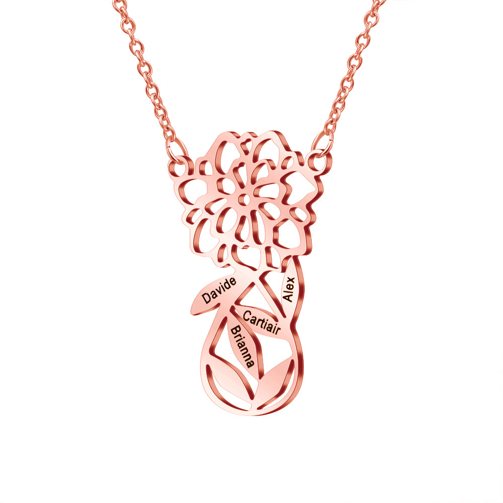 Mother's Day Gift! Custom Family Flower Charm Necklace