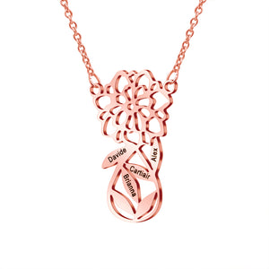 Mother's Day Gift! Custom Family Flower Charm Necklace