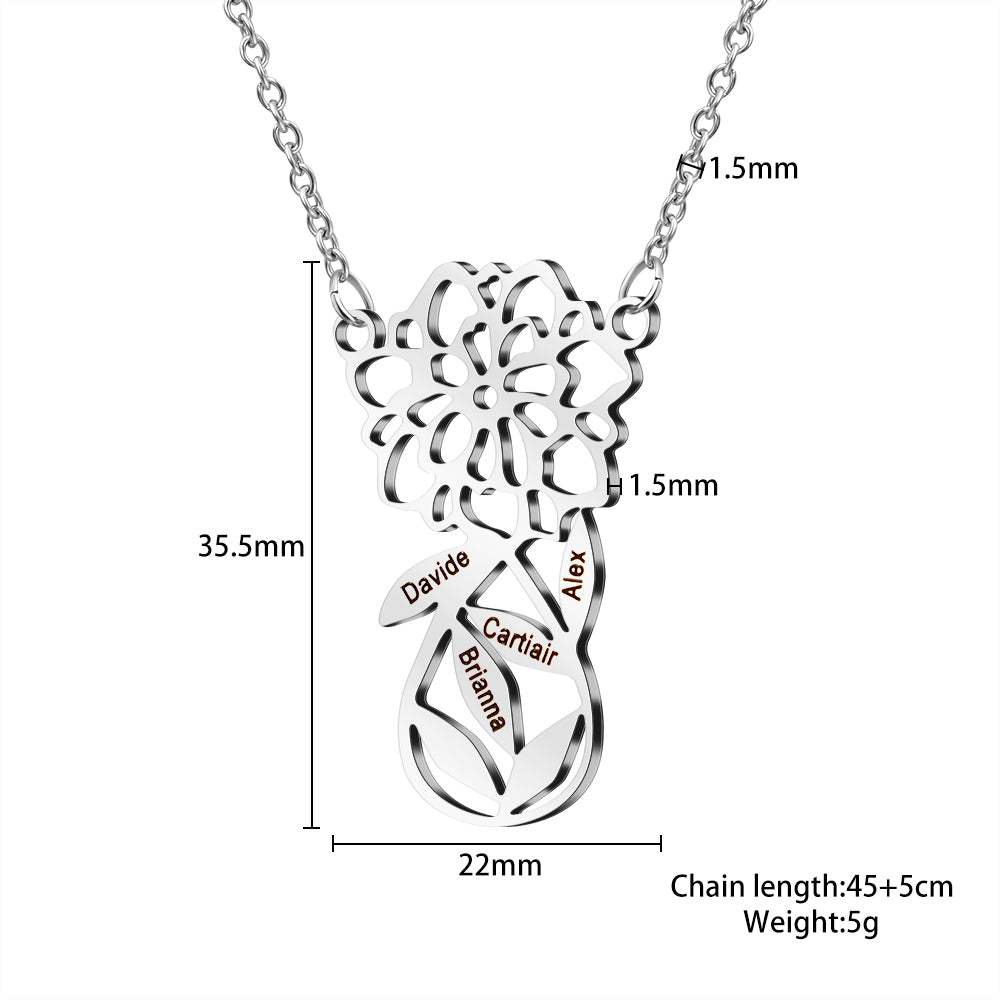 Mother's Day Gift! Custom Family Flower Charm Necklace