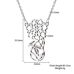 Mother's Day Gift! Custom Family Flower Charm Necklace