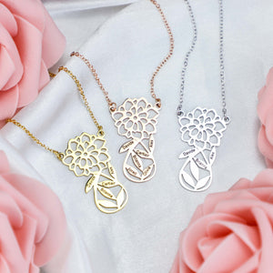 Mother's Day Gift! Custom Family Flower Charm Necklace