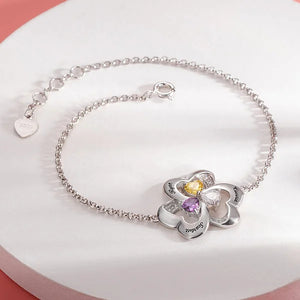 Women's Bracelet with Custom Heart Birthstone and Name