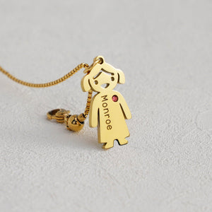 Custom Lovely Baby Birthstone Name Charms Necklace For Mother