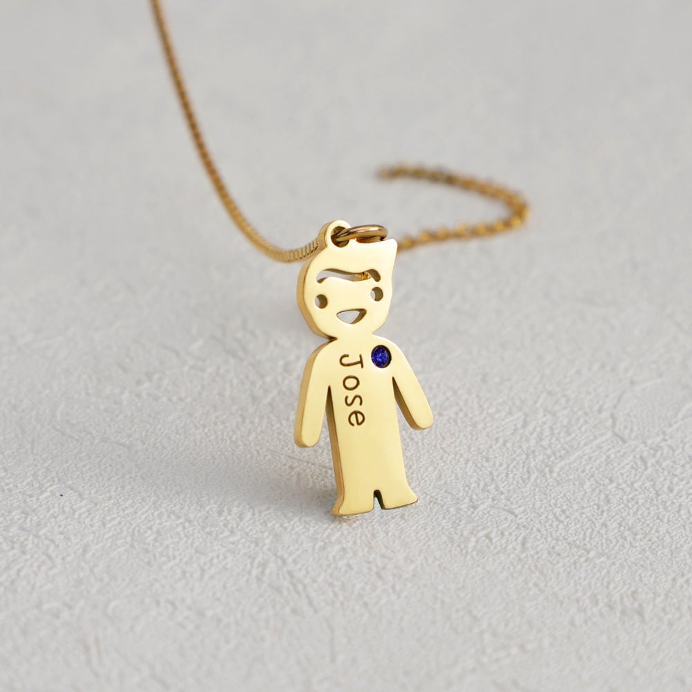 Custom Lovely Baby Birthstone Name Charms Necklace For Mother