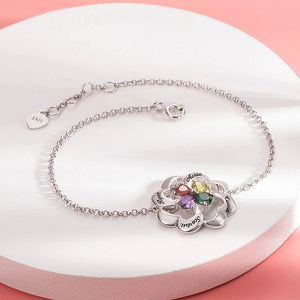 Women's Bracelet with Custom Heart Birthstone and Name