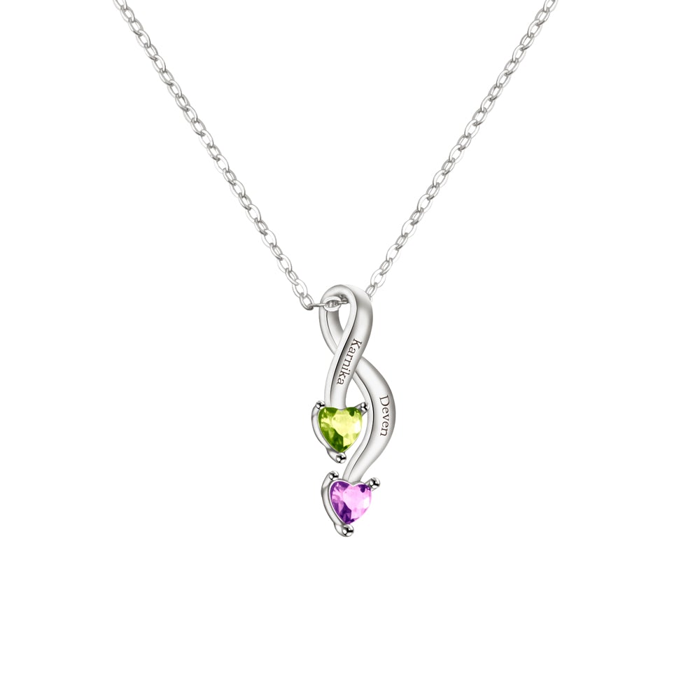 Personalized Couple Name Birthstone Necklace