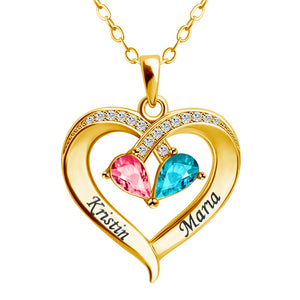 Custom Couple Name Birthstone Heart Necklace