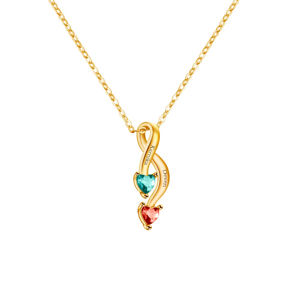 Personalized Couple Name Birthstone Necklace