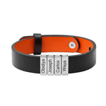 Load image into Gallery viewer, Father&#39;s day gift! Men&#39;s Leather Bracelet with Custom Silver Beads
