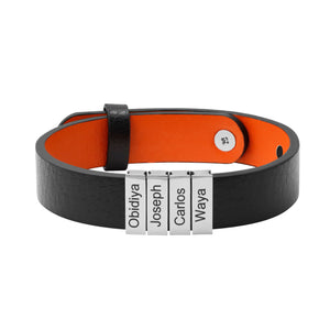 Father's day gift! Men's Leather Bracelet with Custom Silver Beads