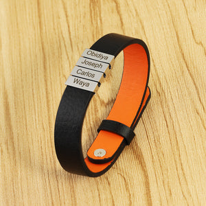 Father's day gift! Men's Leather Bracelet with Custom Silver Beads