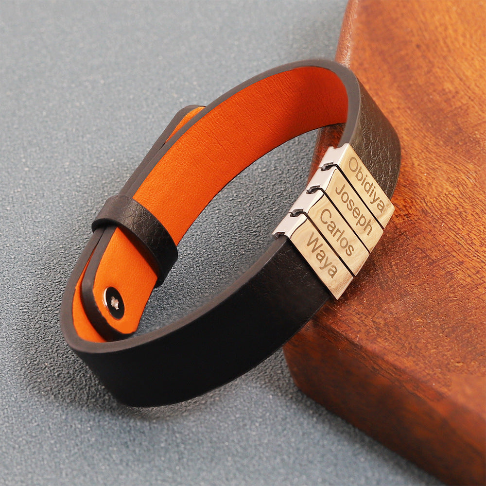 Father's day gift! Men's Leather Bracelet with Custom Silver Beads