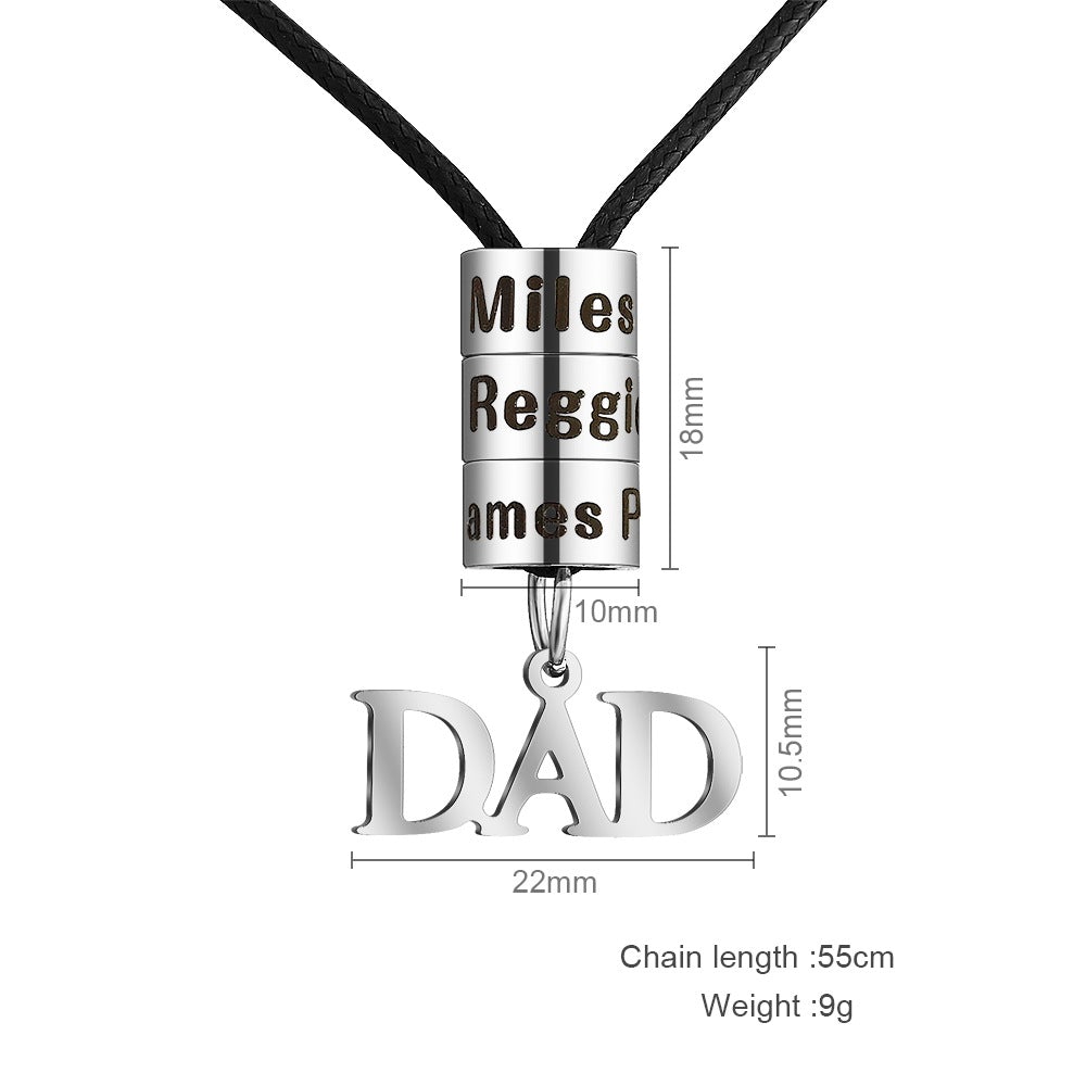 DAD Charm Necklace With Small Custom Beads