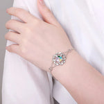Load image into Gallery viewer, Women&#39;s Bracelet with Custom Heart Birthstone and Name
